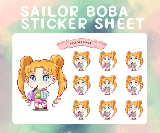 Sailor Boba sticker sheet