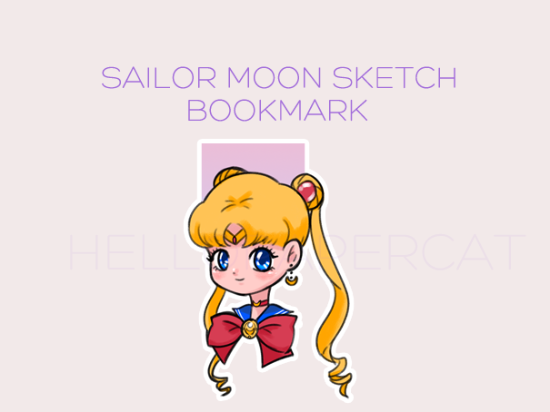 Moon princess inspired sketch magnetic bookmark