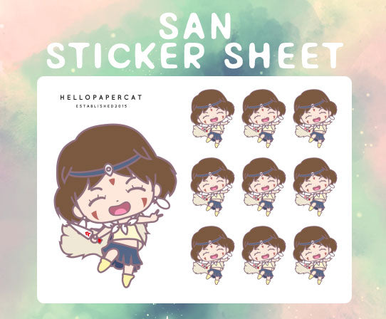 San inspired sticker sheet