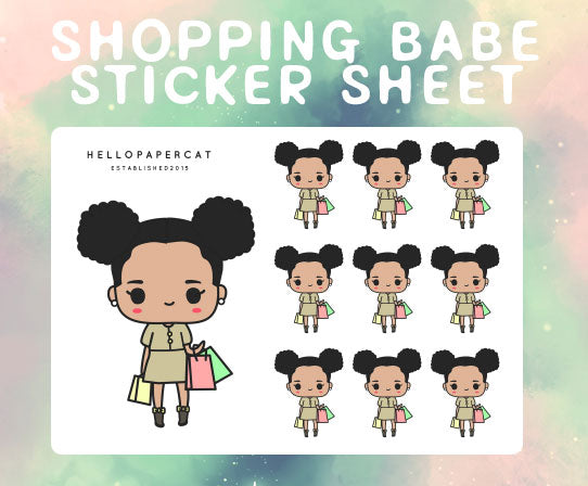 Shopping Babe sticker sheet