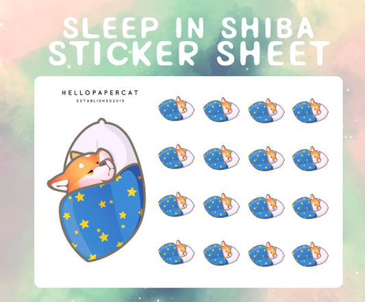 Sleep in Shiba sticker sheet