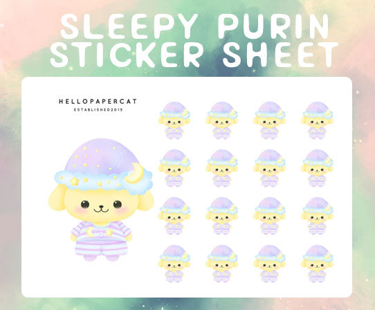 Sleepy Purin Cutie sticker sheet