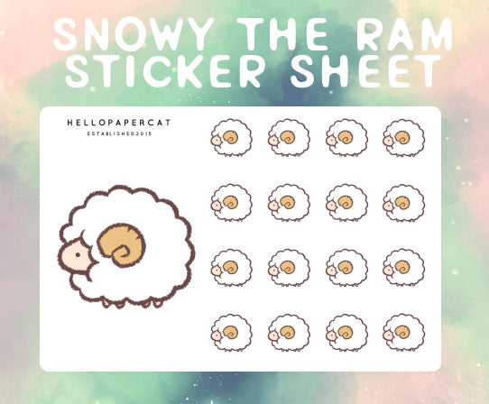 Snowy the Ram sticker sheet