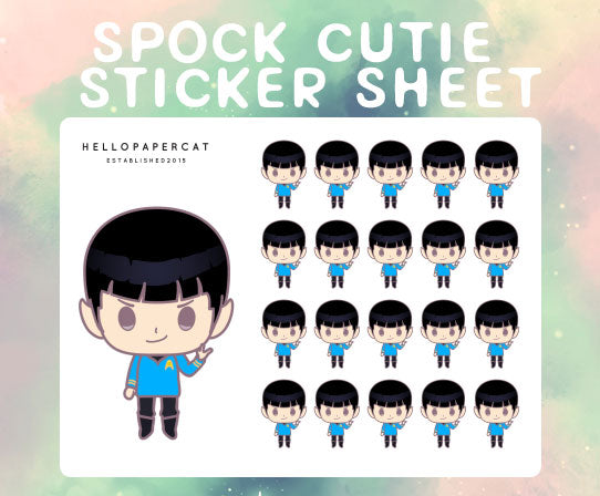 Spock Cutie sticker sheet