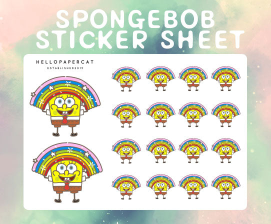 Sponge cutie inspired sticker sheet