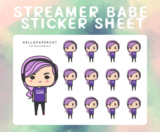 Streamer Babe sticker sheet