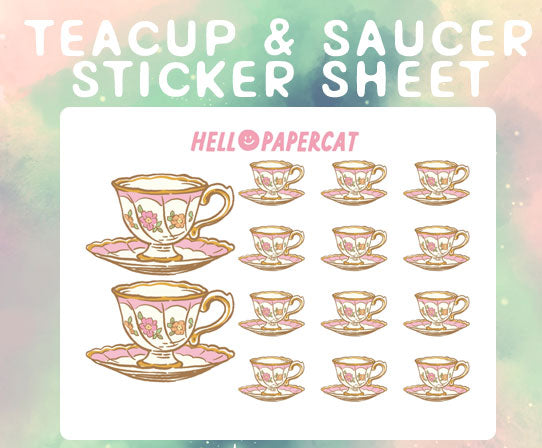 Teacup and Saucer sticker sheet