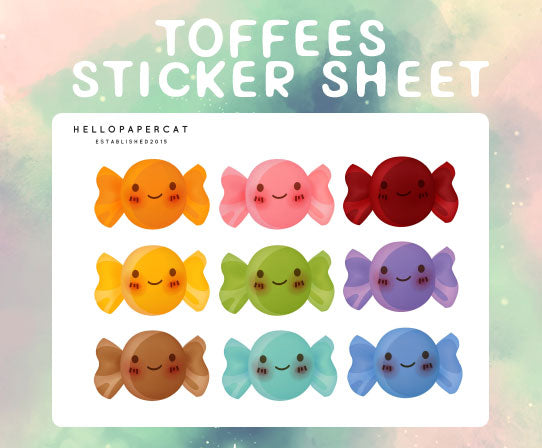 Toffee sticker sheet