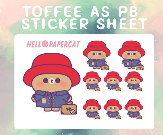 Toffee dressed as Pbear sticker sheet