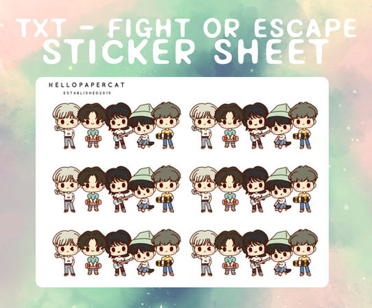 TXT - Fight or escape sticker sheet