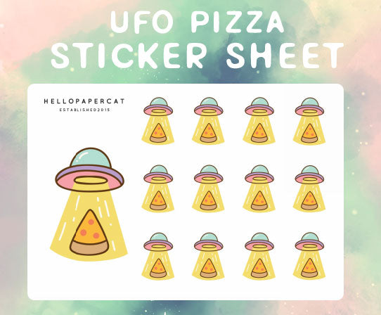 UFO pizza sticker sheet