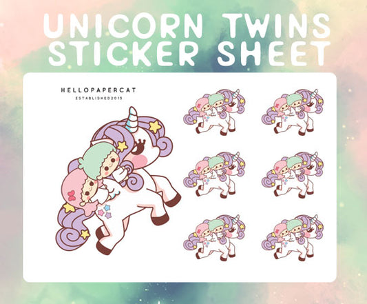 Unicorn Twins sticker sheet
