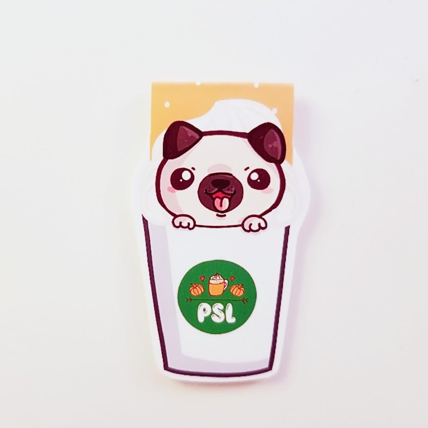 Pugkinspice latte magnetic bookmark