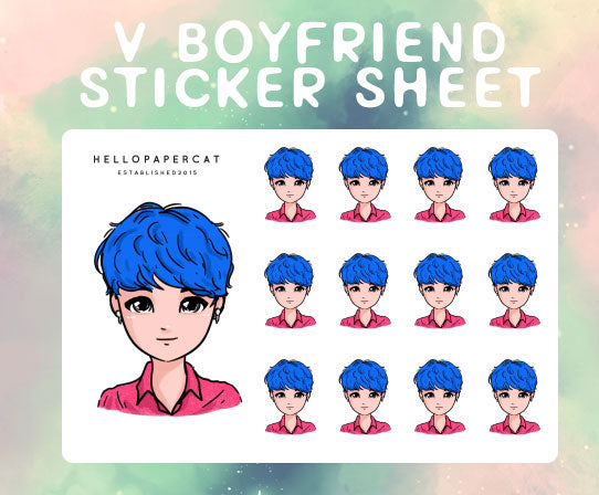 Boyfriend style BTS V sticker sheet
