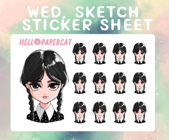 Wednesday Sketch sticker sheet