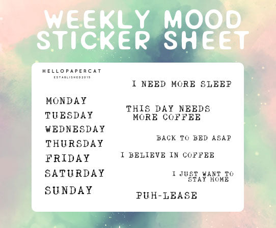 weekly mood sticker sheet
