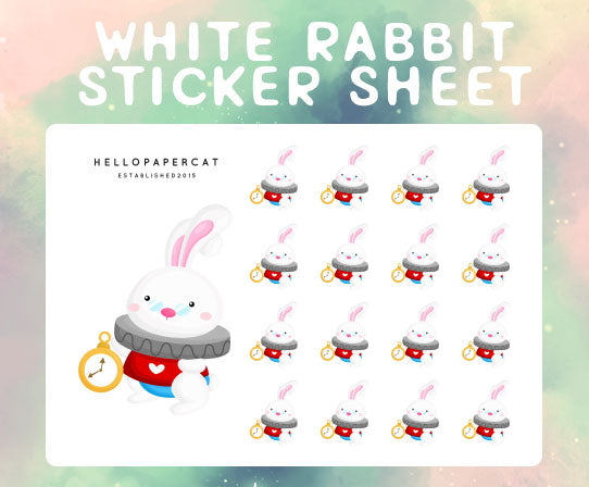 White Rabbit sticker sheet – HelloPapercat