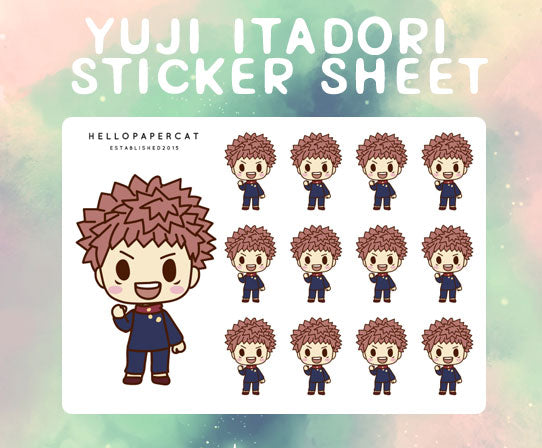 Yuatari Sticky Yuji Itadori sticker sheet – HelloPapercat