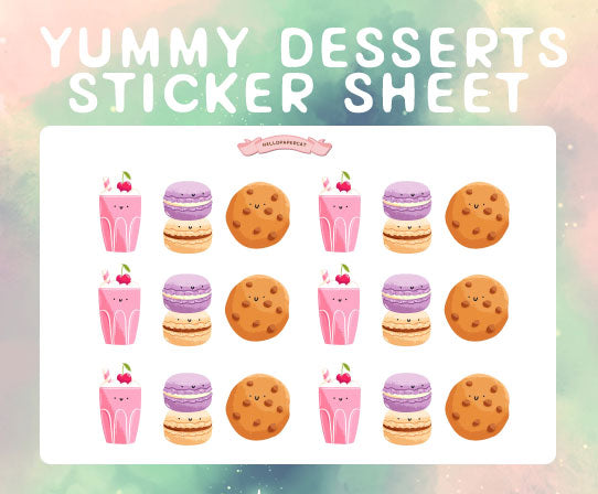 Yummy Desserts sticker sheet