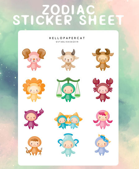 Zodiac sticker sheet